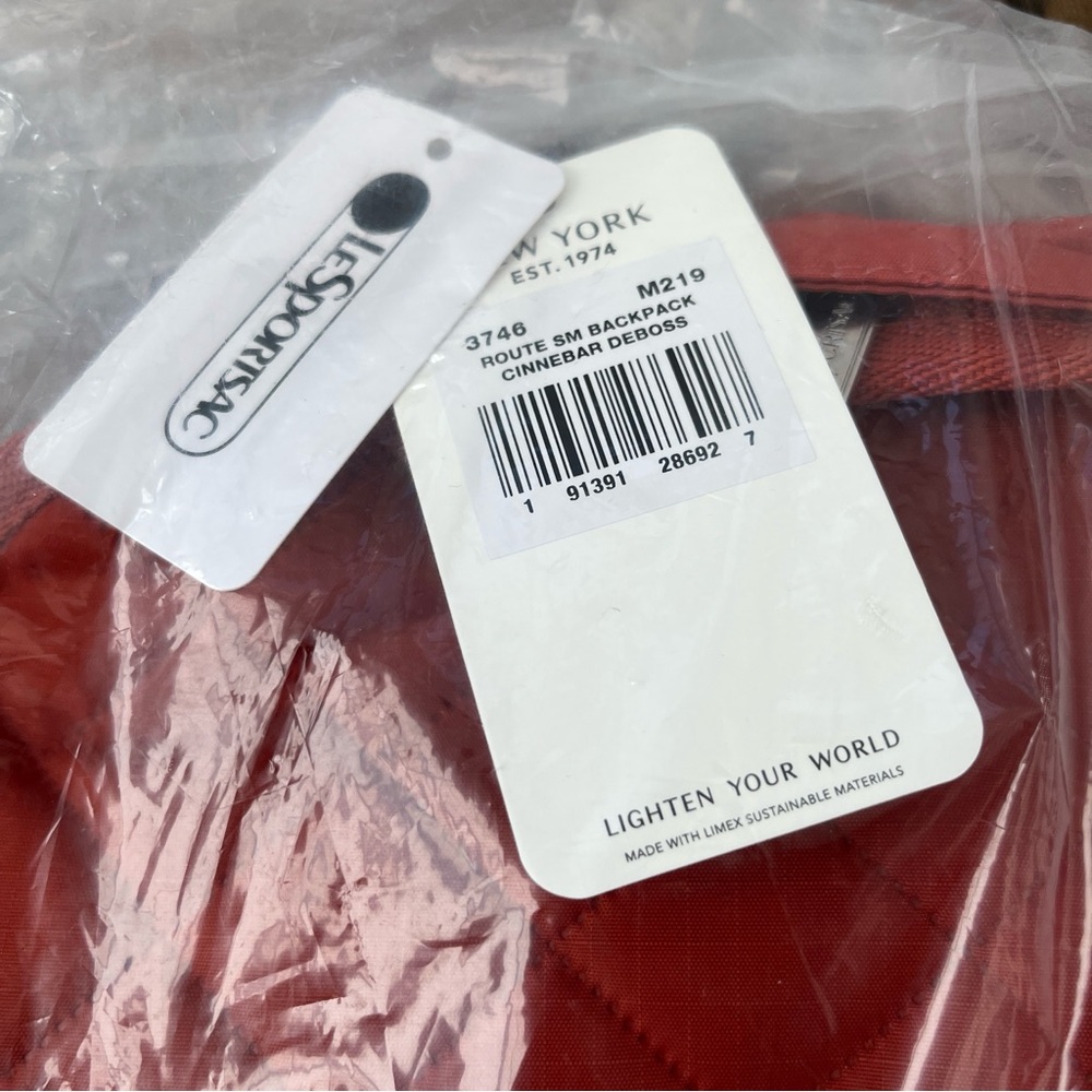 LESPORT SAC Quilted Red Orange Burgundy Backpack Route Small - Picture 7 of 8